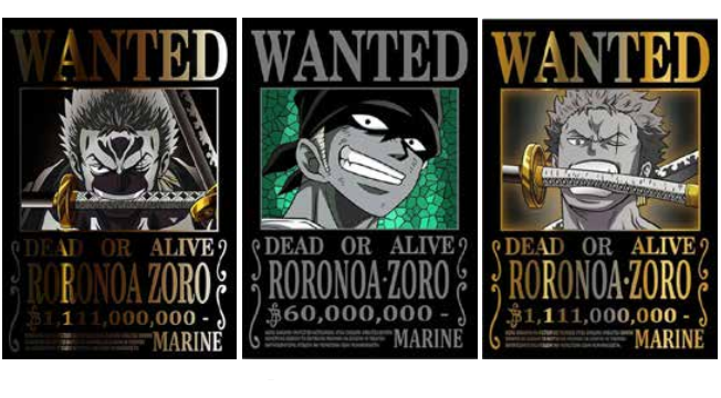 Poster 3D One Piece Wanted Zoro