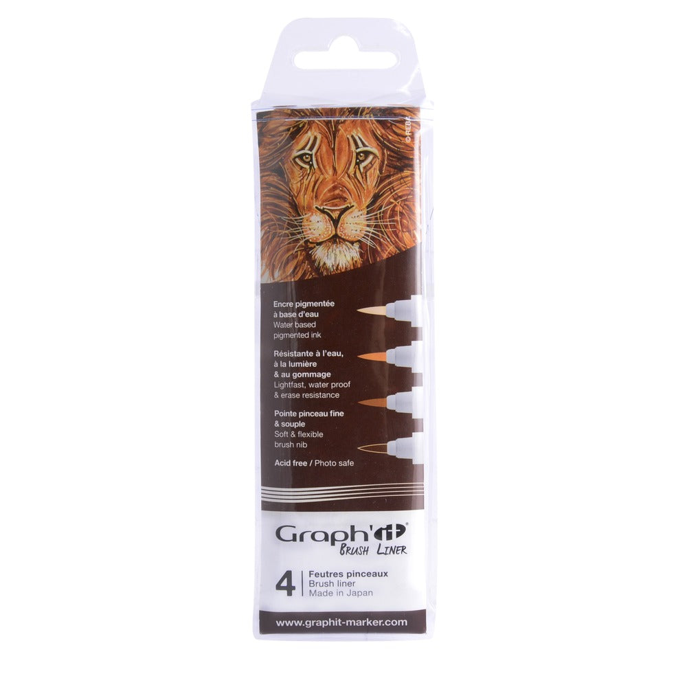 GRAPH'IT POCHETTE DE 4 BRUSH LINERS - DÉGRADÉS BRUNS