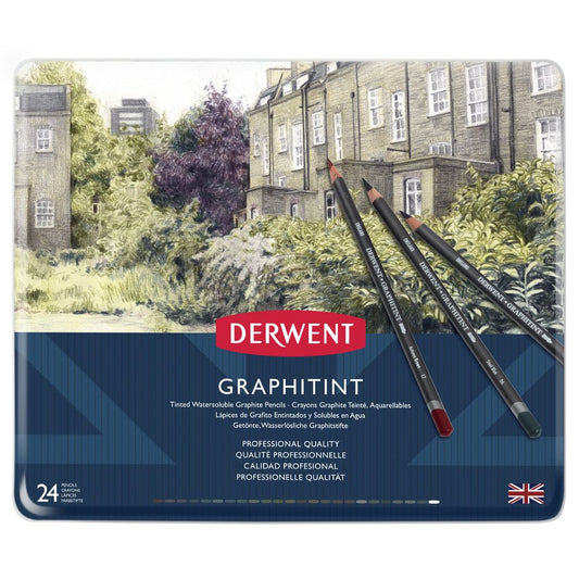 DERWENT - GRAPHITINT - BOÎTE 24 CRAYONS GRAPHITE + PIGMENTS AQUAREL