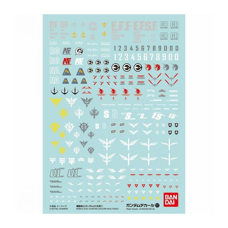 DECAL N°107 GUNDAM DECAL FOR MOBILE SUIT GUNDAM HG UC SERIES 1