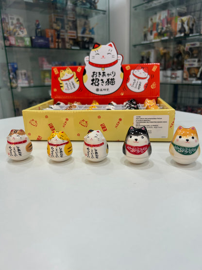 Roly-Poly Chat Porte Bonheur et Chien Shiba