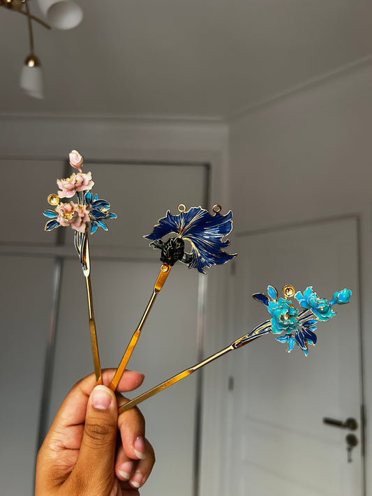 Hair pins Porcelain Garden Collection