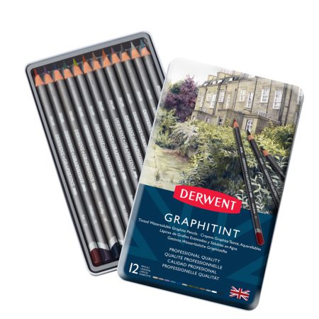 DERWENT - GRAPHITINT - BOÎTE 12 CRAYONS GRAPHITE + PIGMENTS AQUAREL